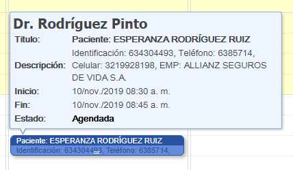 Funcionalidades en Citas