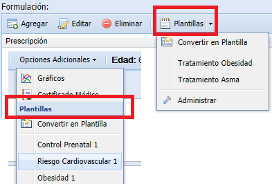 Plantillas de Atenciones y Prescripciones