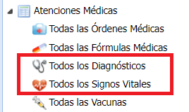 Listados de Diagnósicos y Signos Vitales